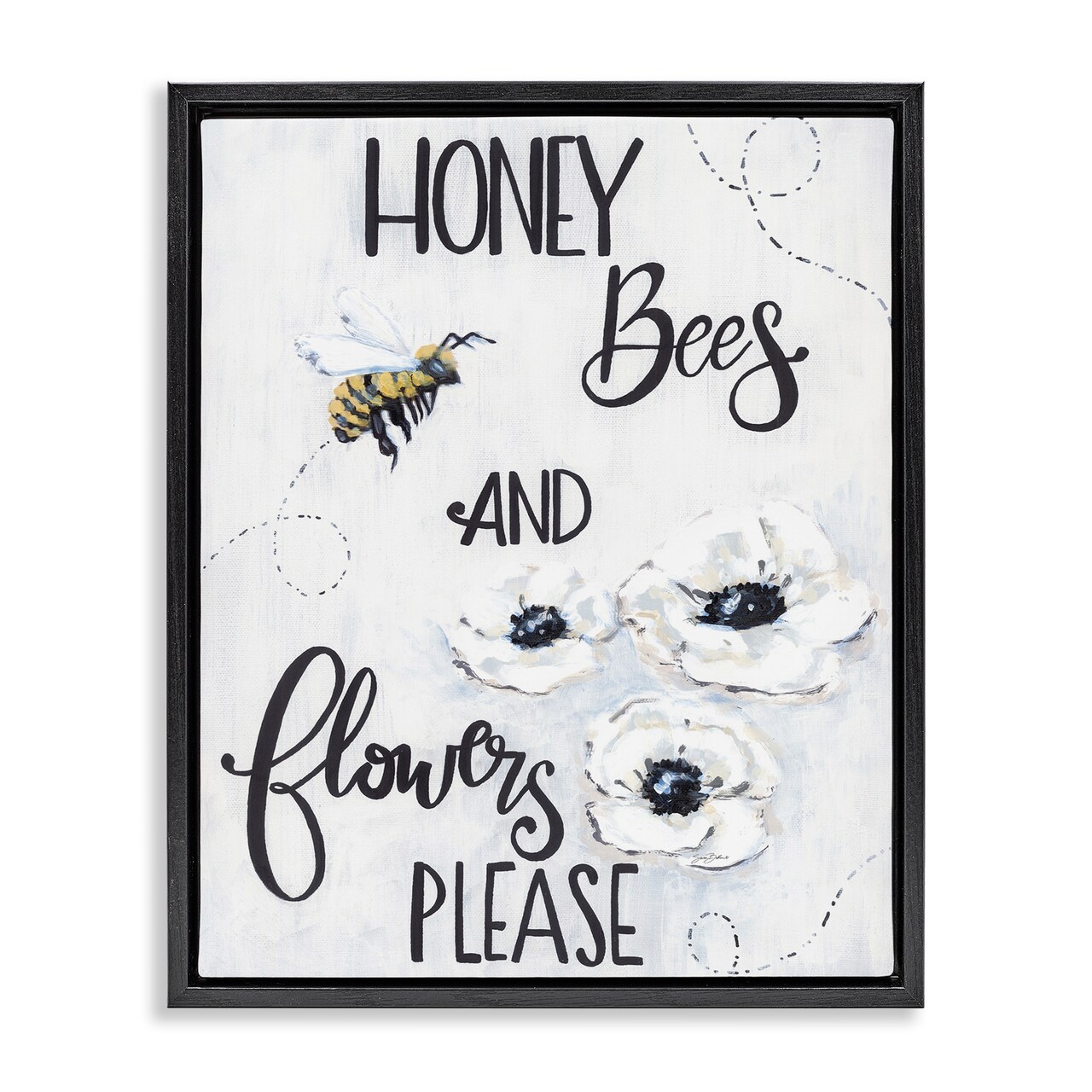 Stupell Industries Garden Bees & Flowers Please Floating Frame, design by Sara Baker